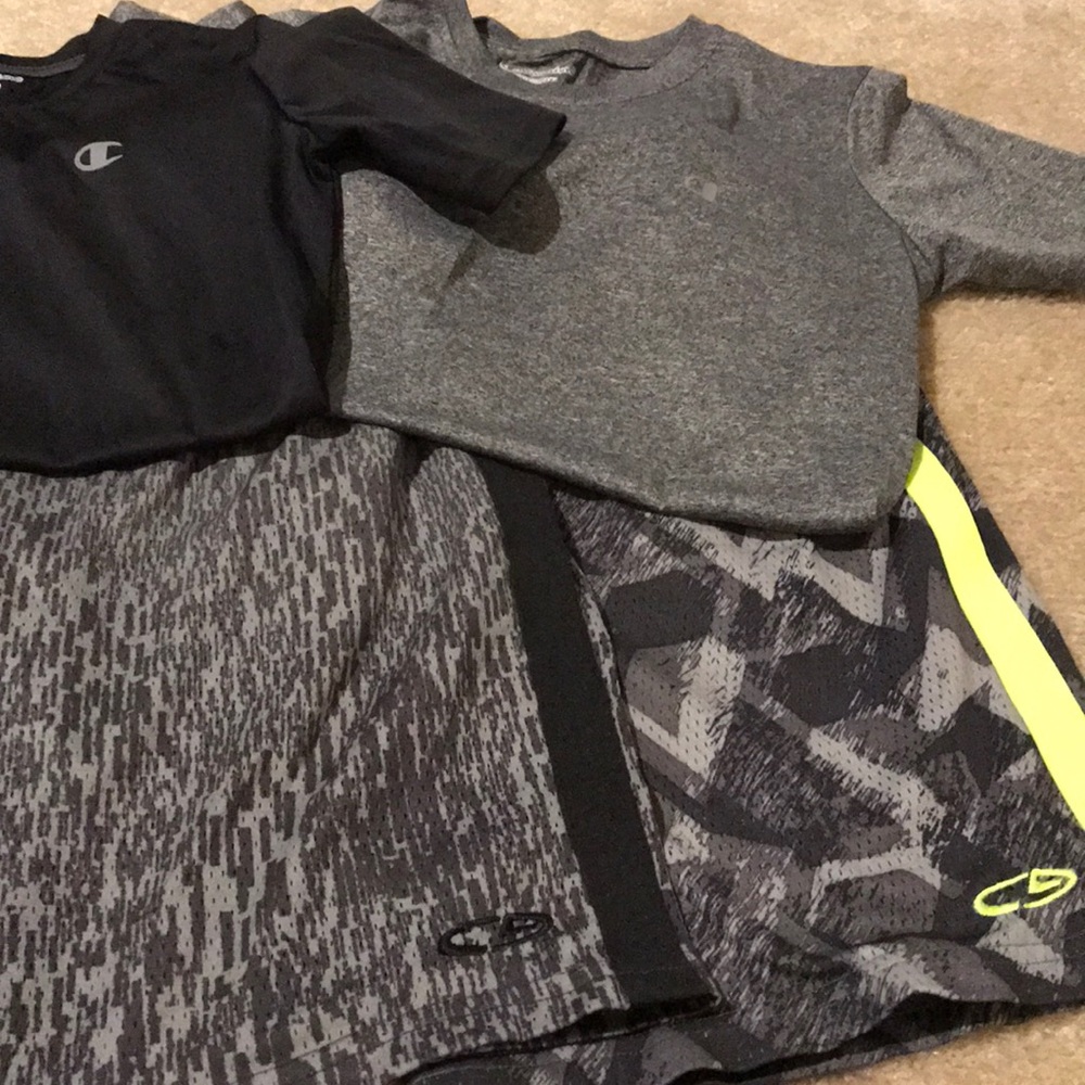 Two Pairs of Boys Shorts and Shirts - Size L & M